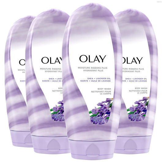 Olay Body Wash for Women, Moisture Ribbons Plus, Deep Conditioning & Moisturizing Formula, Long Lasting Smooth Soft Skin, For All Skin Types, Shea