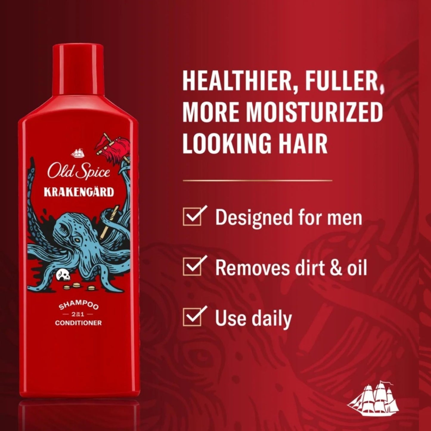 Old Spice Holiday Gift Set, 2-in-1 Shampoo & Conditioner, Body Wash and Hair Pomade (Krakengard)