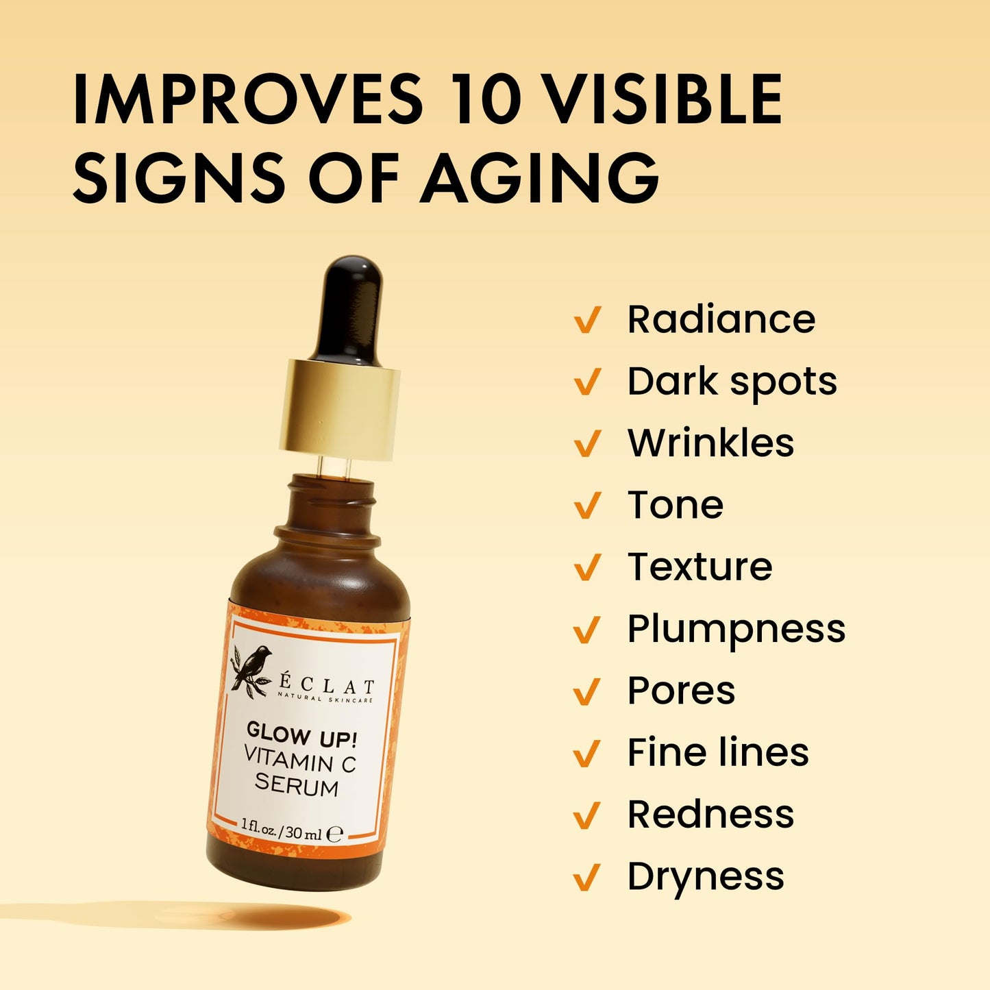 Eclat Skincare Vitamin C Serum - Skin Care for Dark Spots, Vitamin C Serum for Face with Hyaluronic Acid, Ferulic Acid, & Vit E - Anti Aging and Skin Beauty and Personal Care Eclat Skincare