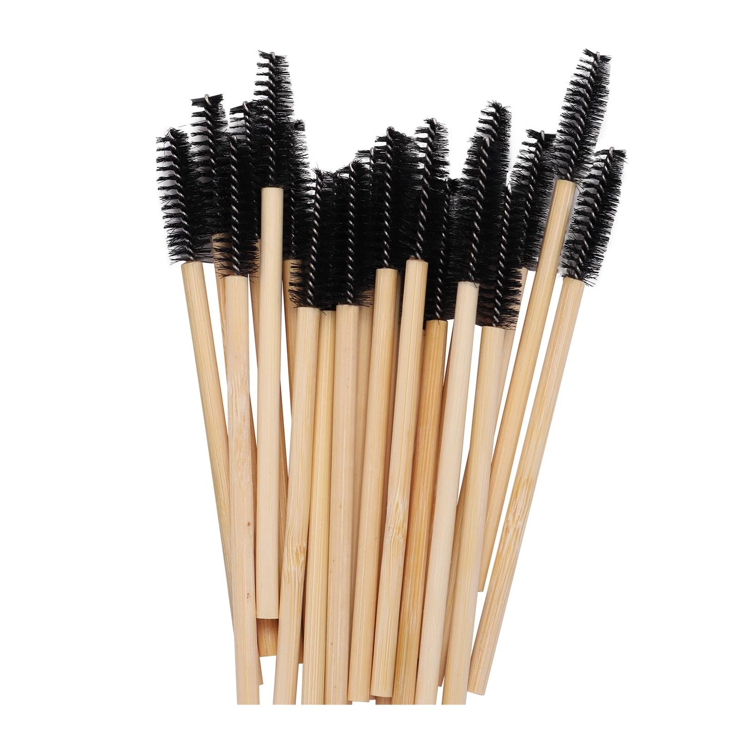 100pcs Bamboo Handle Eyelash Brush Disposable Comb Mascara Wands Eye Lashes Extension Applicator Eyebrow Brush (Black Color)