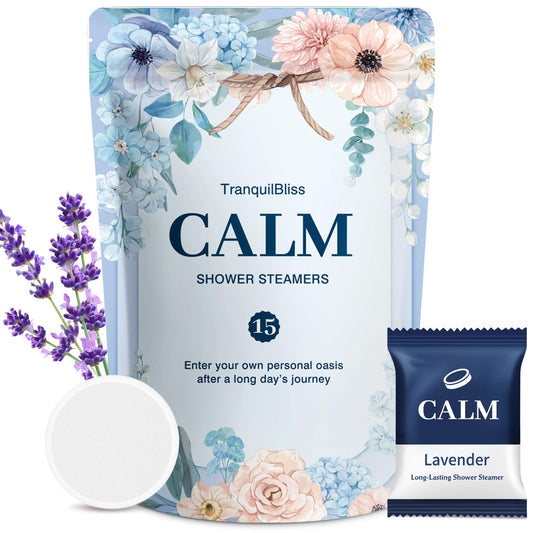 TranquilBliss Shower Steamers-15 Pack Shower Bombs with Lavender Scent, Self-Care Presents for Women Who Have Everything, Relaxation Birthday Presents Beauty and Personal Care TranquilBliss