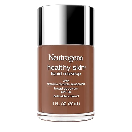 Neutrogena Healthy Skin Liquid Foundation Makeup Broad Spectrum SPF 20 Sunscreen, Medium Coverage, Vit B5, Antioxidants, All Day Wear, Cool Chestnut