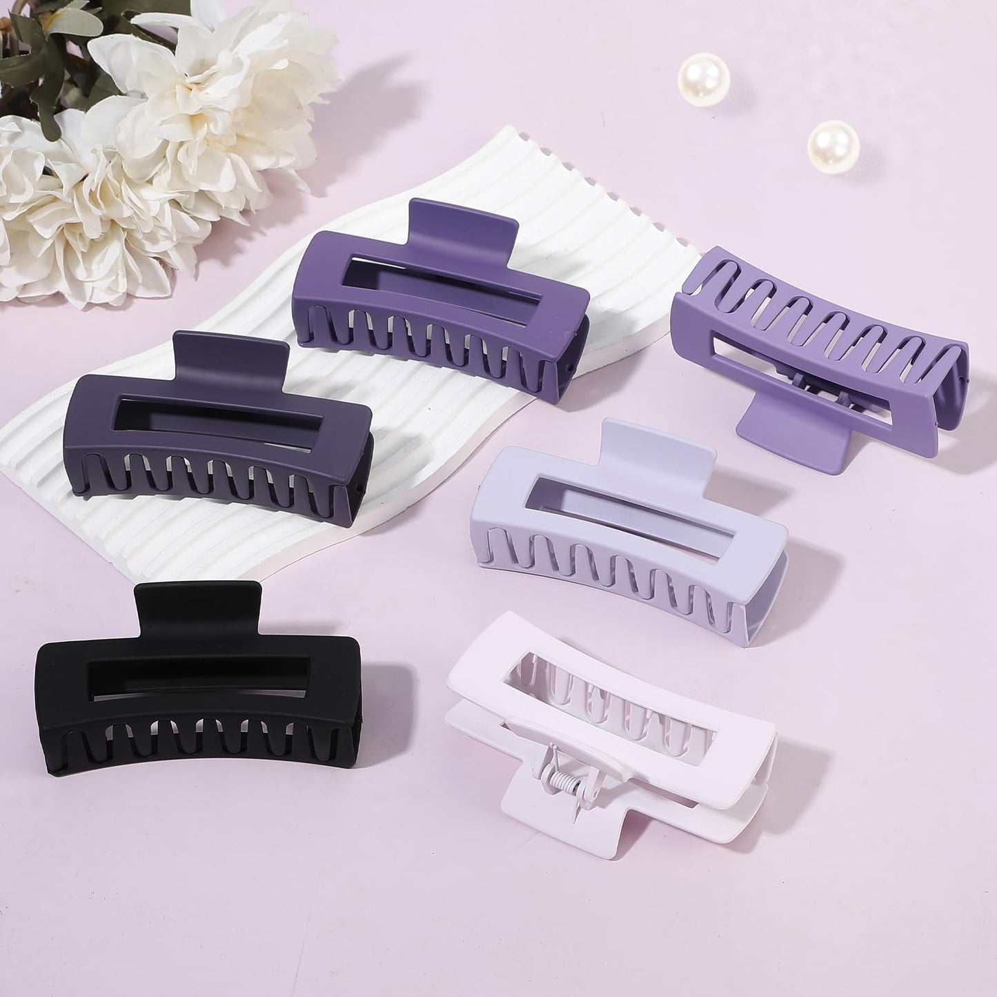 Sisiaipu 4 Inch Big Hair Claw Clips 6 Pcs Large Claw for Thick Hair Square Hair Clips for Women Rectangle Hair Clips Nonslip Acrylic Banana Jaw Clips Beauty and Personal Care Sisiaipu