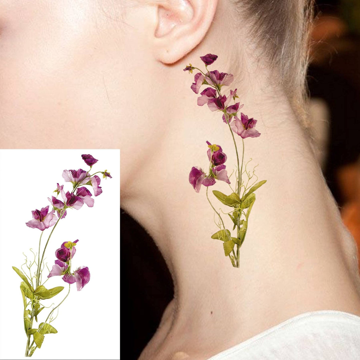 COKTAK 12Pieces/Lot 3D Watercolor Lavender Flower Temporary Tattoos For Women Body Art Arm Fake Flora Adults TattooSticker Waterproof Girls Tatoos Beauty and Personal Care COKTAK