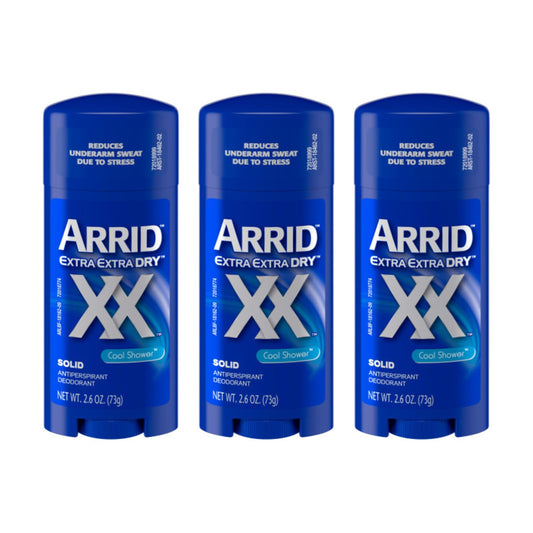 Arrid XX Extra Extra Dry Solid Antiperspirant Deodorant, Cool Shower, 2.6 oz. (pack of 3)