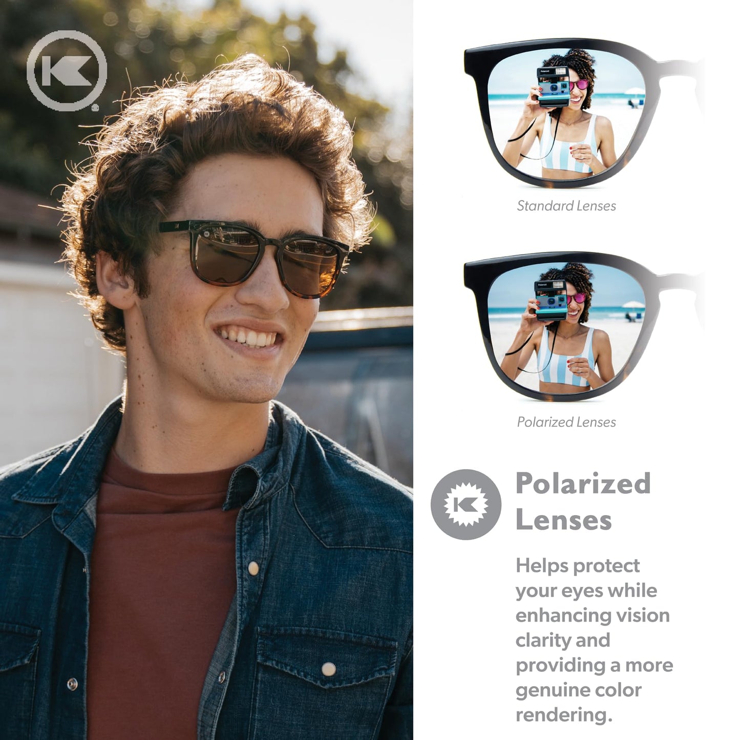 Knockaround Paso Robles Polarized Sunglasses for Women & Men - Impact Resistant Lenses & Full UV400 Protection, Black And Tortoise Shell Frames/Brown