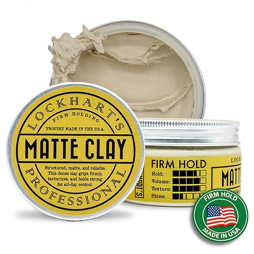 Lockhart’s Premium Matte Clay - Styling Hair Paste For Men - Natural Matte Finish - Handcrafted Styling Clay for Textured Looks (3.4oz)
