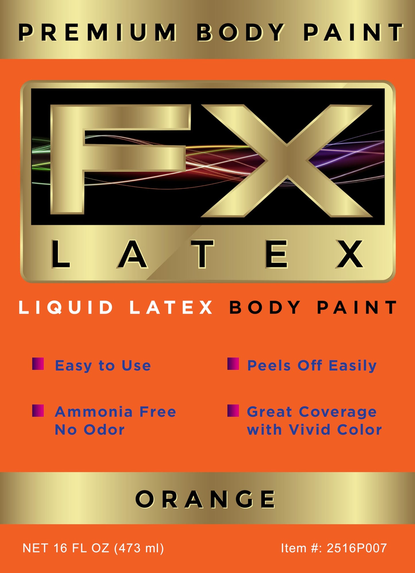 Liquid Latex - Face and Body Paint, Ammonia Free, Easy On and Off, Cosplay Makeup, Create Professional Monster, Zombie Arts 16 Oz (Orange)