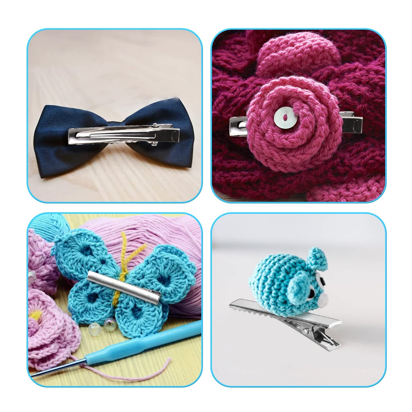 PHSZZ 70 Pcs Alligator Hair Clips, 3 Sizes Oversized Metal Silver Hair Bow Clips Single Prong Hairdressing Salon Hair Grip DIY Accessories Hairpins