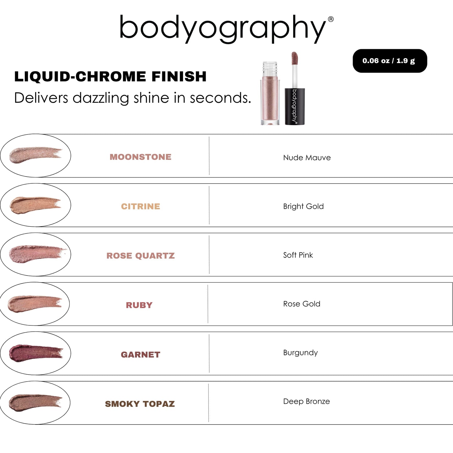 Bodyography Crystal Glide Liquid Eyeshadow - Citrine (Bright Gold)| Weightless, Long-Lasting Liquid Chrome Eye Color | Buildable, Crease-Proof…