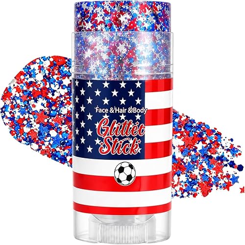 Red, White & Blue Body & Hair Sparkle, 4th of July Outfits and 250th Anniversary Accessories, Waterproof Sparkling Face Hair Glitter for Independence