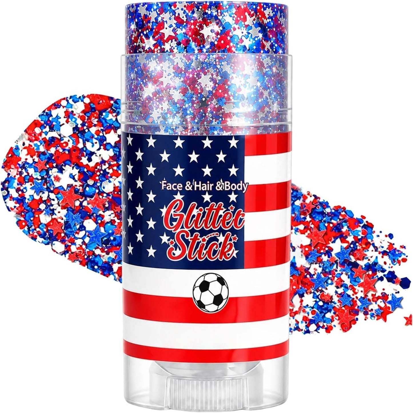 Red, White & Blue Body & Hair Sparkle, 4th of July Outfits and 250th Anniversary Accessories, Waterproof Sparkling Face Hair Glitter for Independence