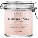 Majestic Pure Himalayan Clay Mud Mask for Face and Body Exfoliating and Facial Acne Fighting Mask - Reduces Appearance of Pores, 10 oz