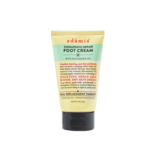 Adamia Therapeutic Repair Foot Cream with Pure Macadamia Oil, 4 Ounce Tube - Fragrance Free, Paraben Free, Non GMO Beauty & Personal Care Adamia