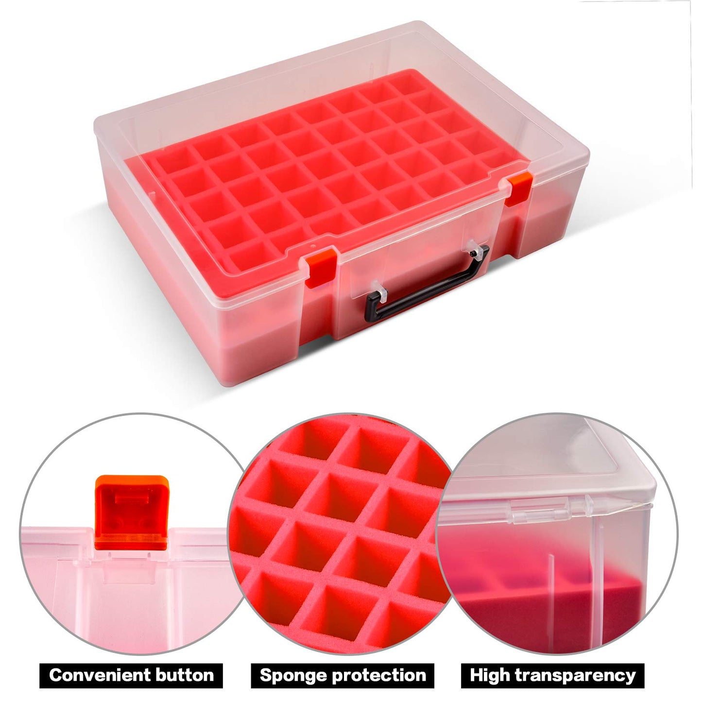 FULLCASE Nail Polish Organizer, 54 Bottles Nail Storage with Separate Sponge Compartment for Sally Hansen/for GAOY/for OPI/for Essie/for CANNI Gel/for