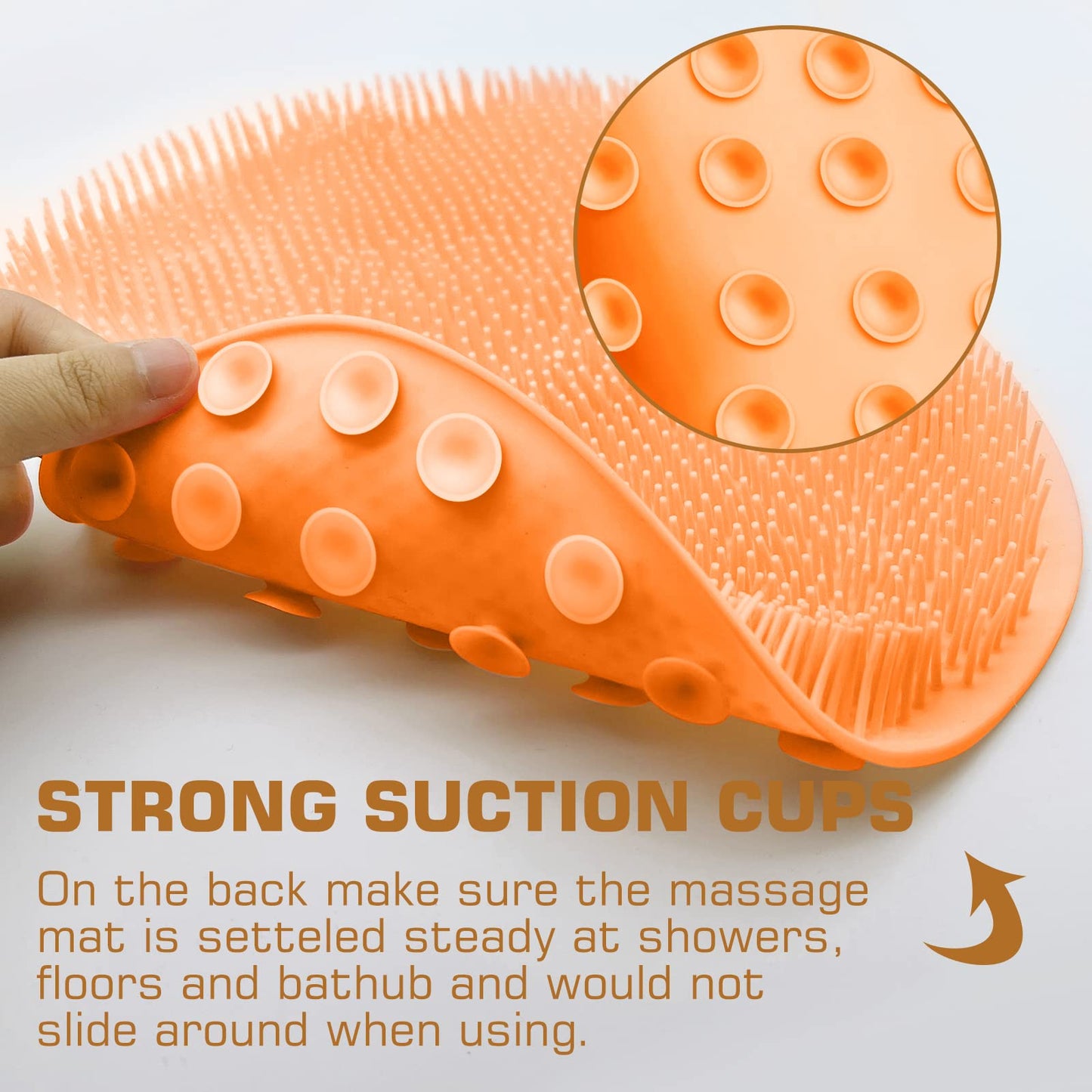 Shower Foot Scrubber Mat Back Washer Back Exfoliating Bath Wash Pad Wall Mounted Slip Suction Cups Foot Scrubber for Use in Shower Cups Foot Cleaner