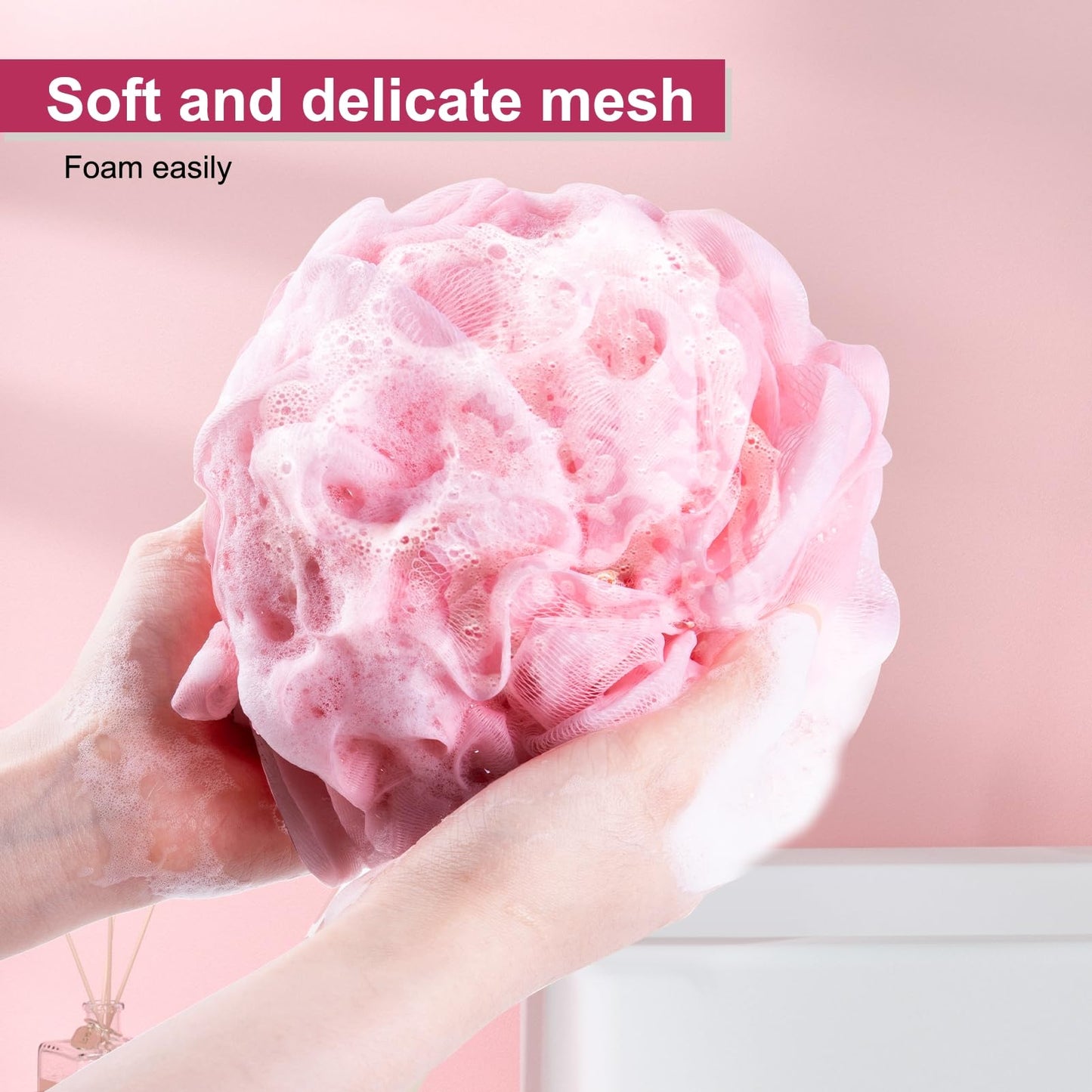 MTDLYICE Loofah for Women 75g 4 Pack, Bath Sponge Soft Mesh Shower Puff Loofah Sponge, Exfoliating Body Scrubber, lufas for Women, Shower Accessories