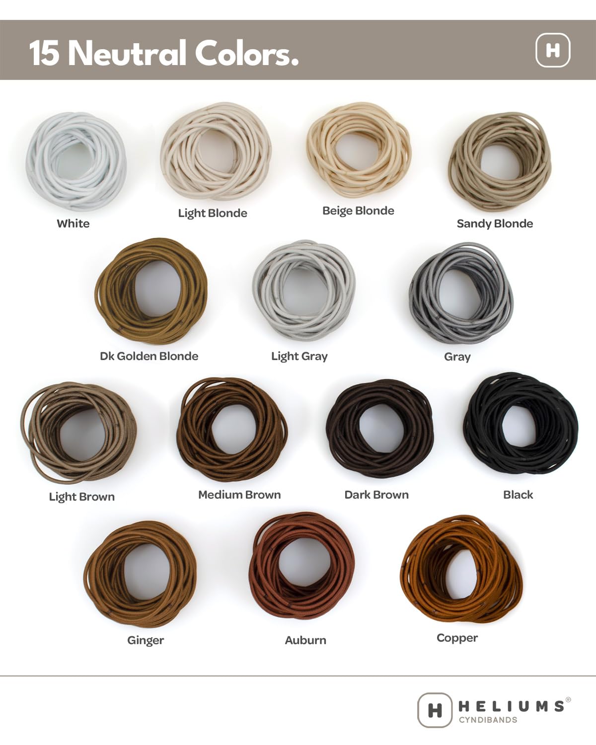 Heliums Thin Hair Elastics - Beige Blonde - 2mm Hair Ties for Thin Hair, 1.75 Inch, Medium Hold No Damage Ponytail Holders - 40 Count