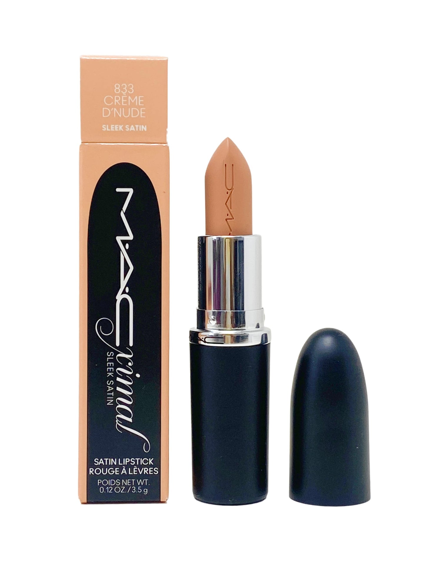 MAC Cosmetics M.A.Cximal Sleek Satin Lipstick - 833 Creme D'Nude (pale peachy beige) - 0.12 oz / 3.5 g