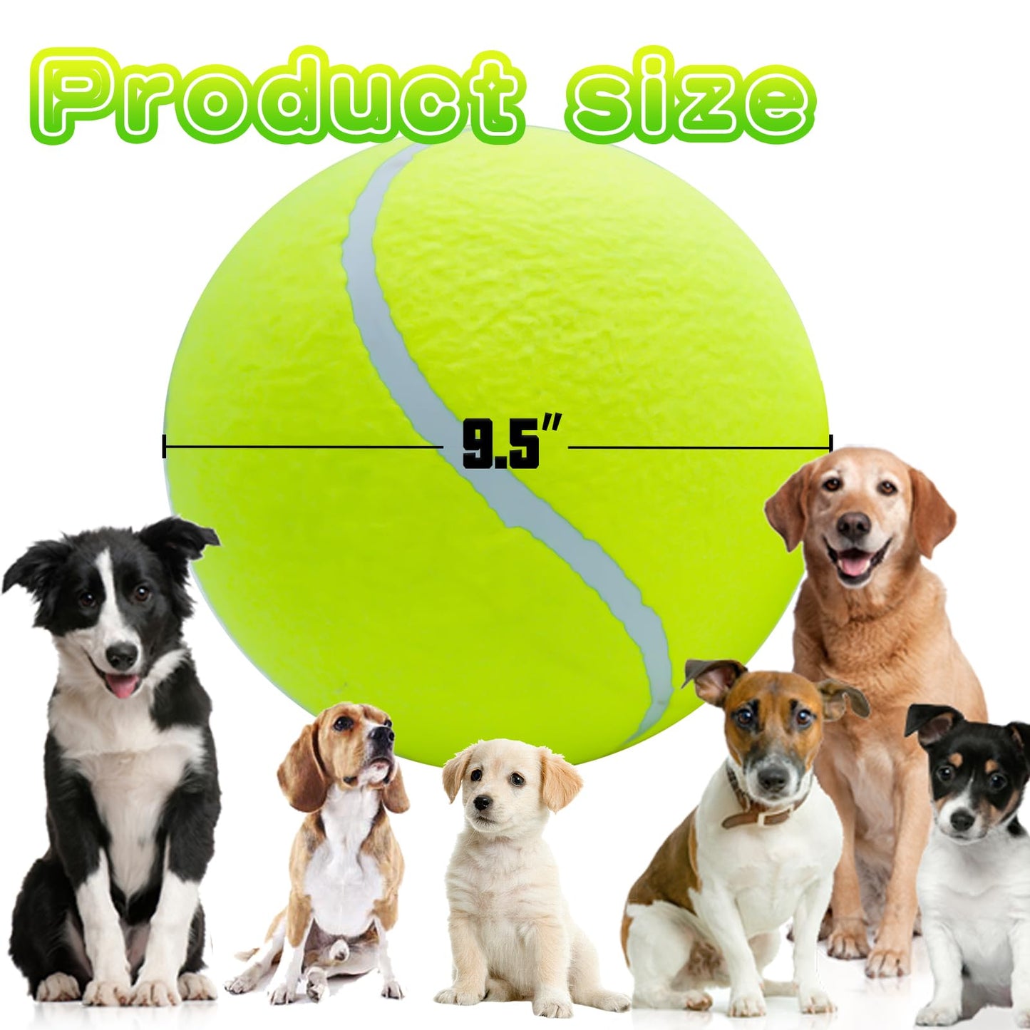 Banfeng Giant 9.5" Dog Tennis Ball – Large Pet Toy for Outdoor Play, Includes Inflating Needles, Fun for Small, Medium & Large Dogs