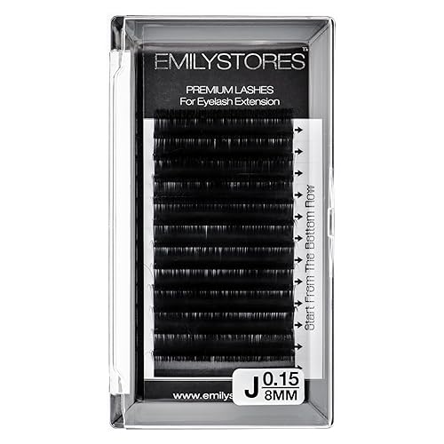 EMILYSTORES Lash Extensions 0.15mm Thickness J Curl 8mm Length Individual Volume Natural Eyelashes For Eyelash Extensions(0.15,J,8mm)