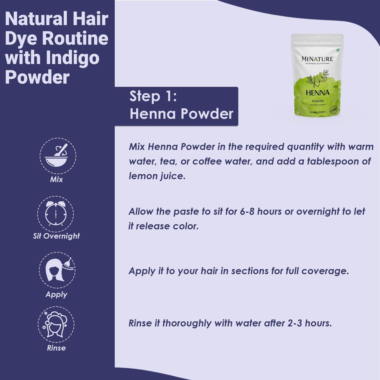Mi Nature Indigo Leaf Powder 227g (8oz) |Pure Herbal Tint for Dark Hair Color | Natural Tinctoria Powder (Indigofera Tinctoria)