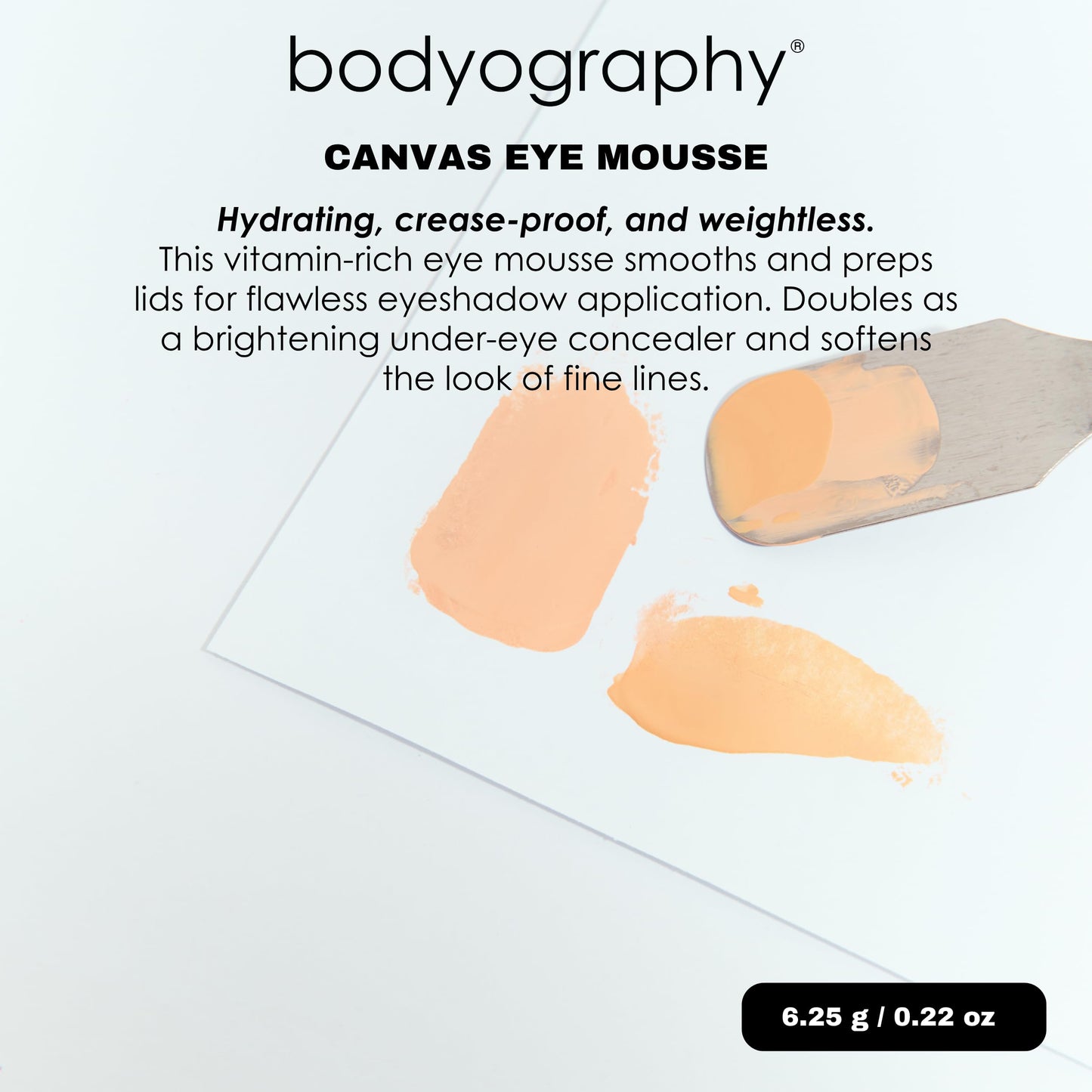 Bodyography Canvas Eye Mousse | Vitamin-Fortified Crease-Proof Eye Primer for Women | Conceals Redness, Softens Fine Lines, Enhances Eyeshadow