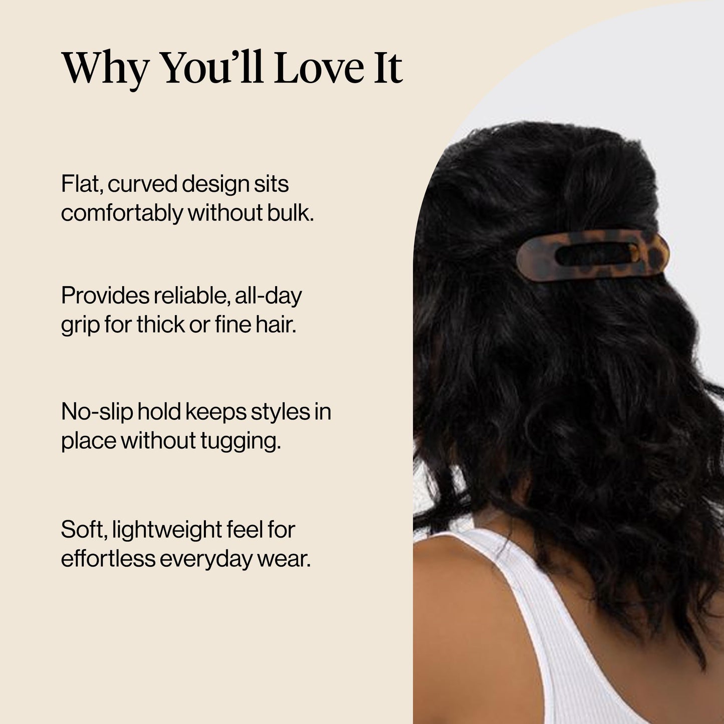 Kitsch Flat Hair Clips for Women - Strong Hold, No Slip Grip Flat Claw Clips For Secure and Comfortable Look | Durable Recycled Plastic Hair