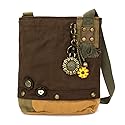 CHALA Handbag Canvas Crossbody Messenger Bag Patch Crossbody - Metal Sunflower - Dark Brown