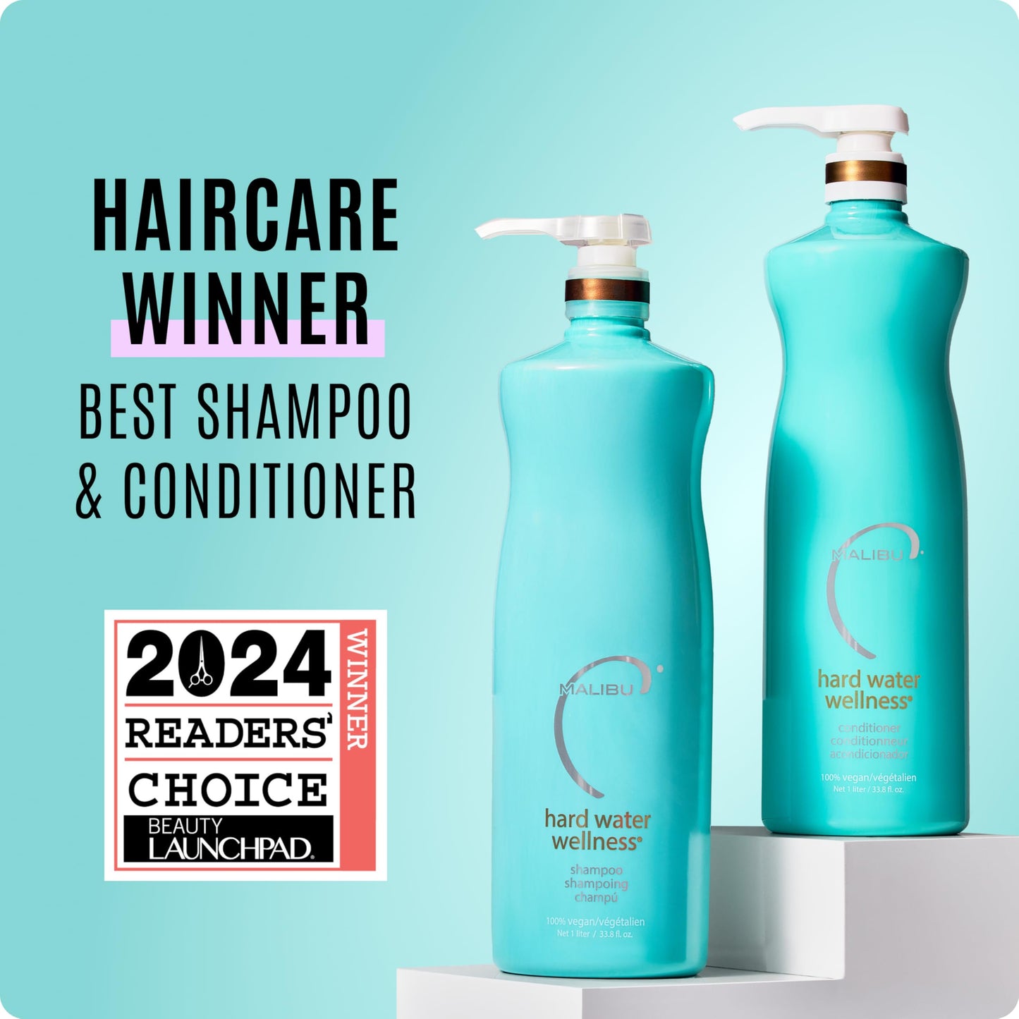 Malibu C Hard Water Wellness Shampoo and Conditioner Duo - Hydrating Hair Care for Shine & Manageability - Protects from Waterborne Elements That