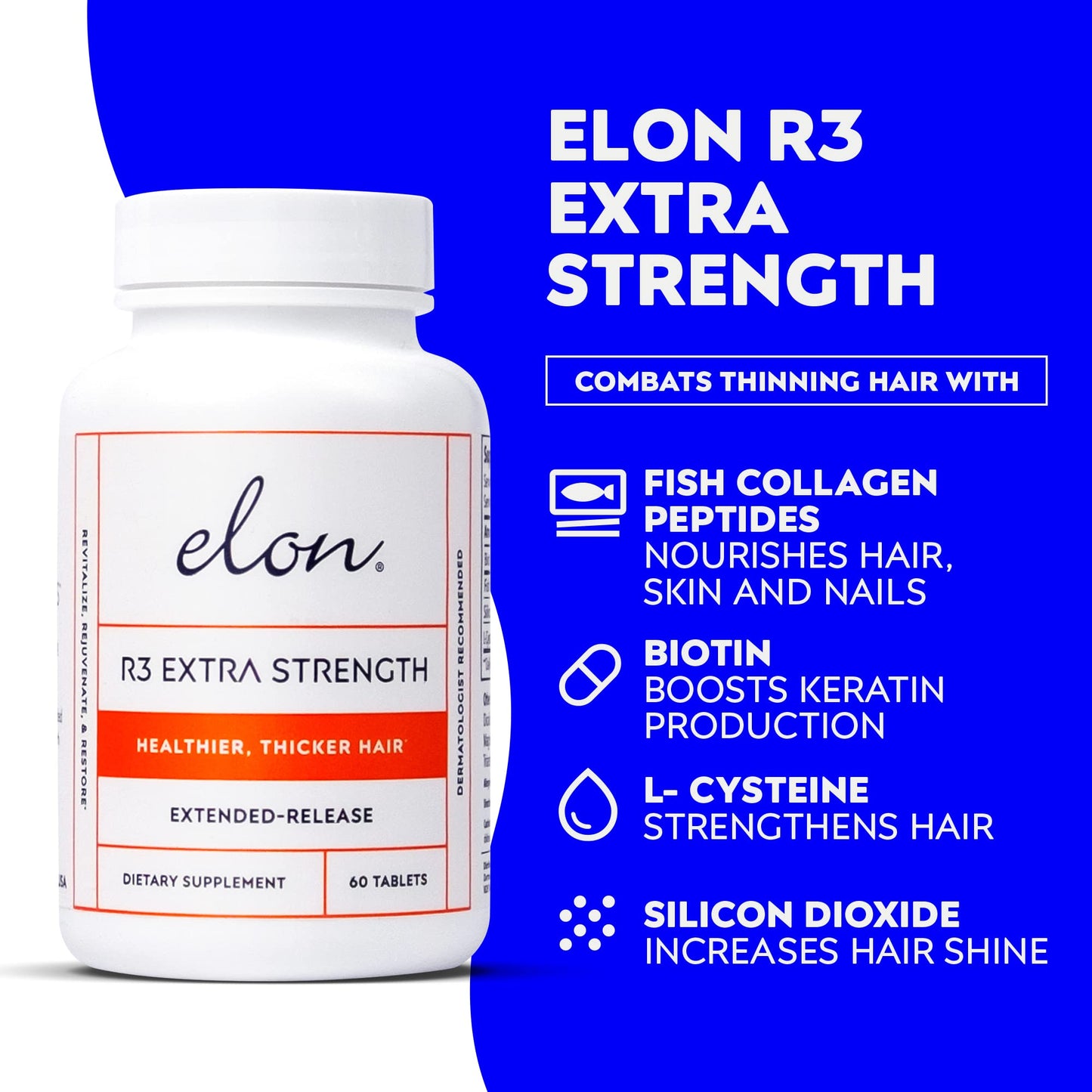 Elon Complete Care Kit for Thinning Hair - Elon Essential Shampoo & Conditioner Set + R3 Extra Strength Hair Growth Supplement - NO Sulfates, Parabens