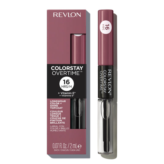 Revlon Liquid Lipstick with Clear Lip Gloss, ColorStay Overtime Lipcolor, Dual Ended with Vitamin E, 370 Everlasting Rum, 0.07 Fl Oz