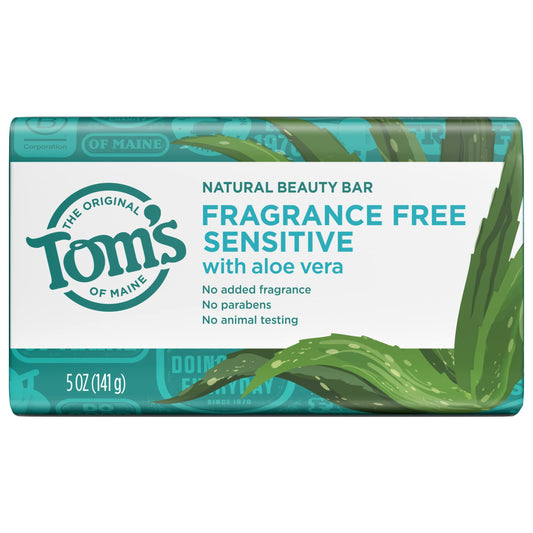 Tom's of Maine Natural Beauty Bar Soap for Sensitive Skin With Aloe Vera, Fragrance-Free, 5oz. Beauty & Personal Care Tom's of Maine