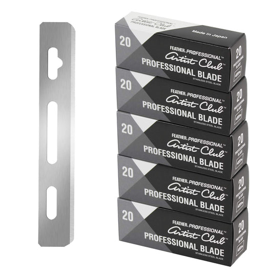 Feather Artist Club Professional Razor Blades - Single Straight Edge Replacement Blades for Full-Face Shaving, Beard Edging & Line-Ups - For Barbers Beauty and Personal Care Feather