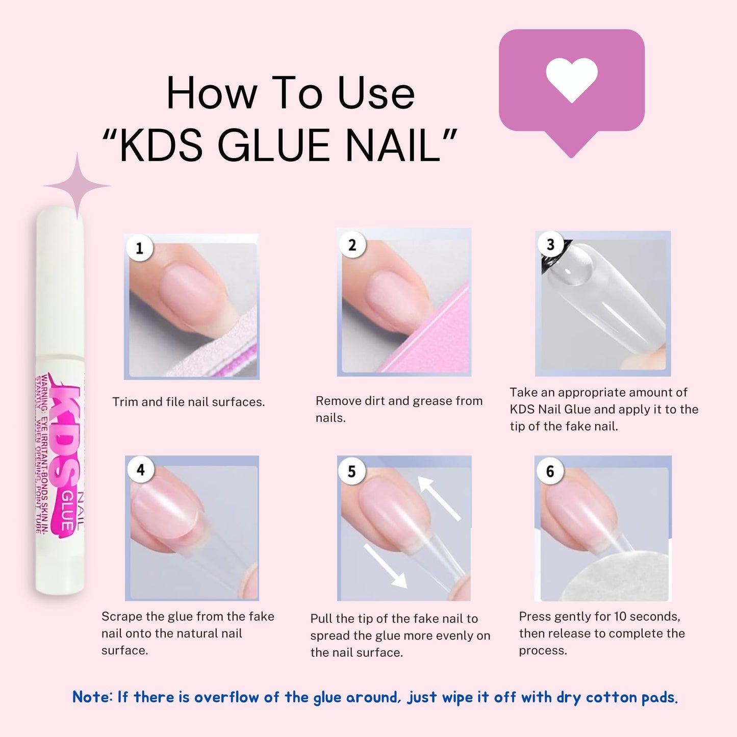KDS Nail Glue for Professional Fake Nail Art & Design 10pcs Nail Tip Extension Glue