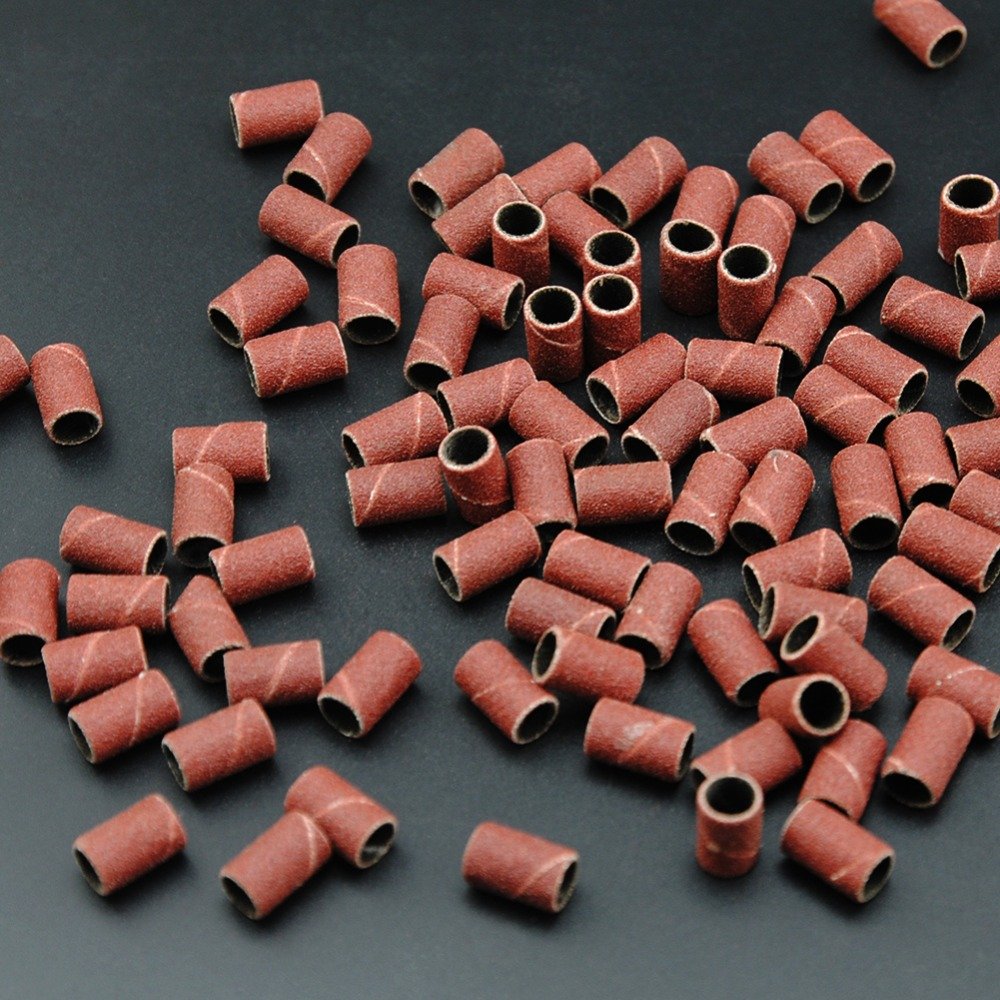 Yimart® 100Pcs 80 Grit Nail Art Sanding Bands for Nail Drill Bits Machine Manicure Pedicure