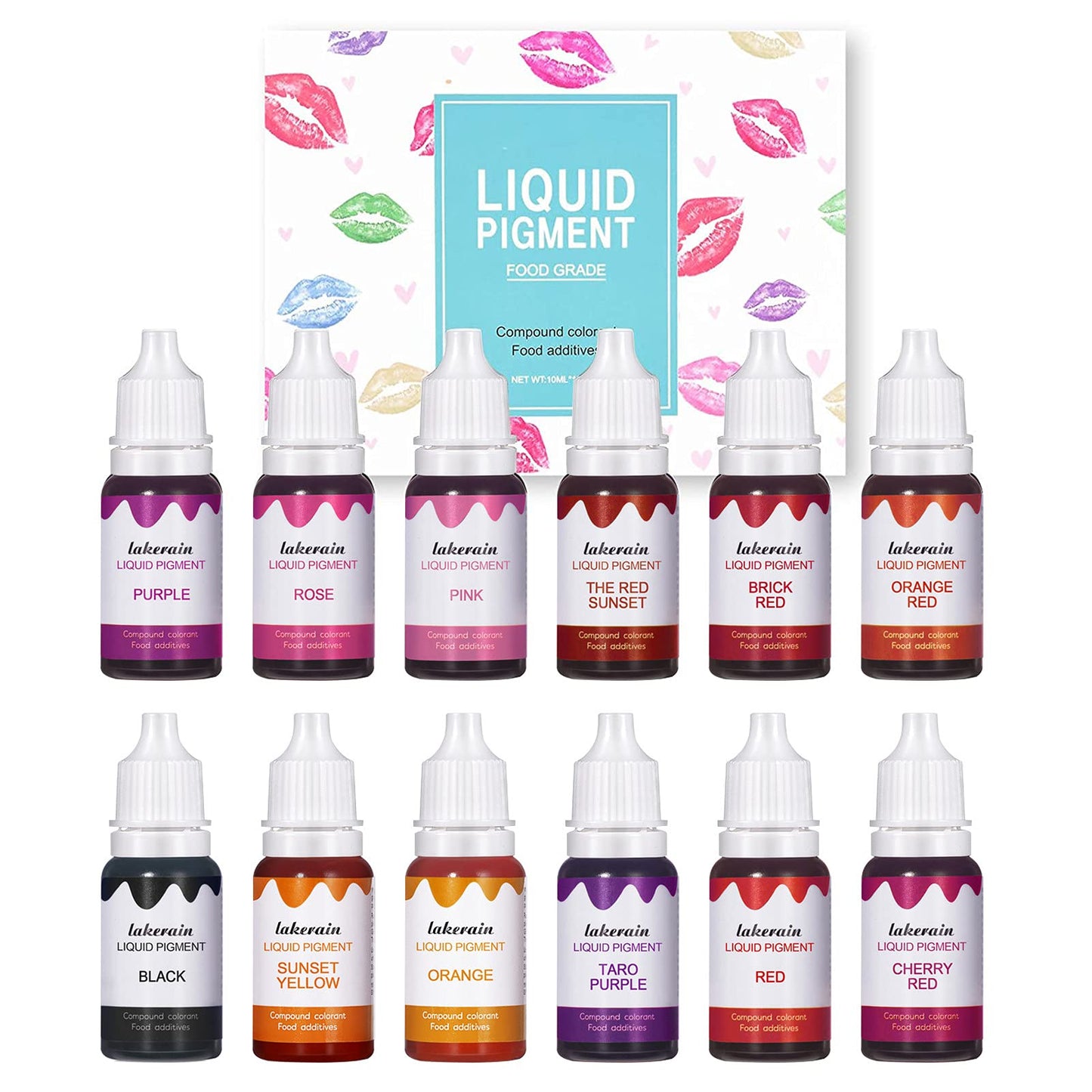 BONNIE CHOICE 12 Colors Liquid Lip Gloss Pigment Set, DIY Lipstick Liquid Pigment for Set Making Lip Gloss, DIY Lip Cosmetic Dye, Edible Coloring Pure