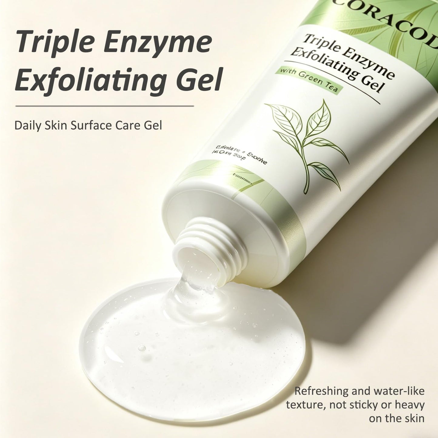 Triple Enzyme Green Tea Exfoliating Aqua Peel Gel, Deep Pore Face Exfoliant, Gentle Facial Exfoliator, Dead Skin Remover, Natural Cellulose Beauty and Personal Care CORACODE