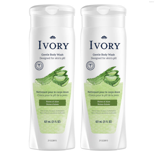 Ivory Body Wash Designed for the Whole Family, Gentle Formula, Free of Dyes Heavy Perfumes, Parabens & Phthalates, Aloe Scent, 21 oz (Pack of 2) Beauty & Personal Care Ivory