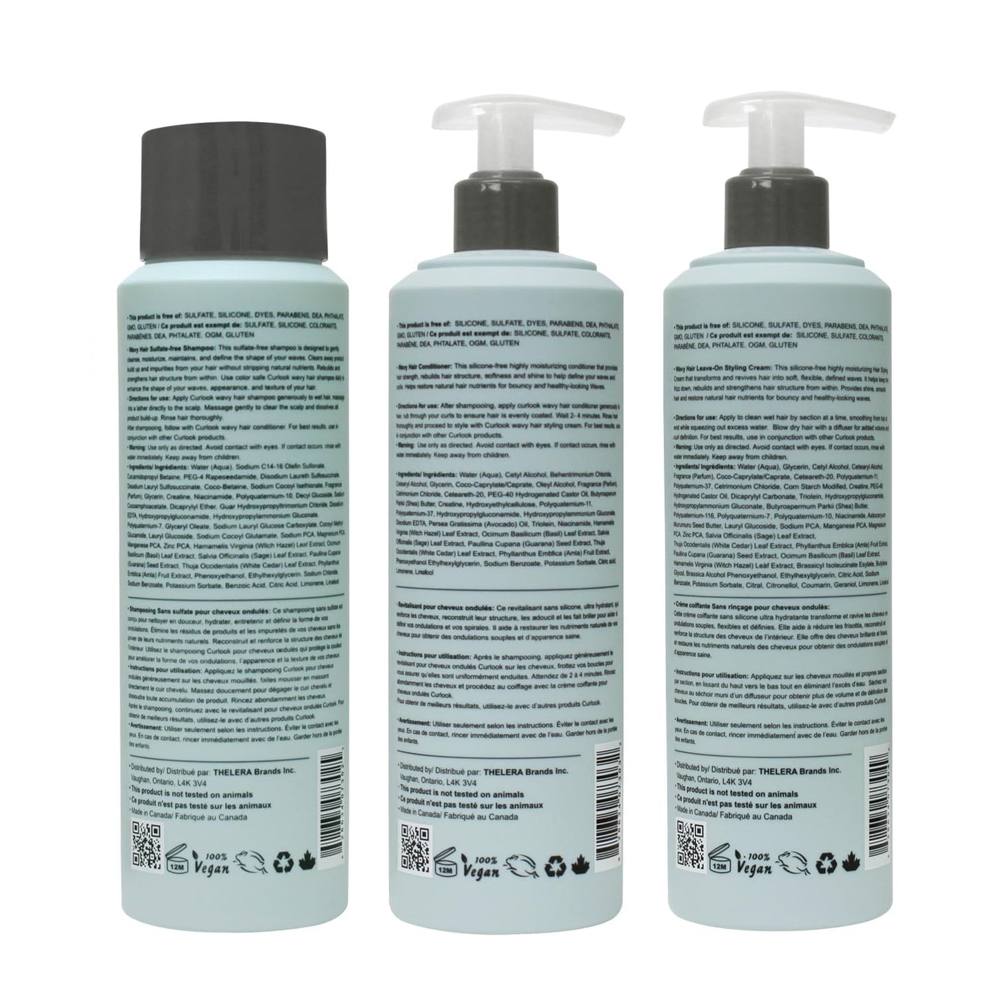 CURLOOK Wavy Hair Bundle | Shampoo, Conditioner & Leave-In Styling Cream Set | Sulfate-Free, Silicone-Free | Pack of 3-400ml (13.5 oz) Each Bottle |