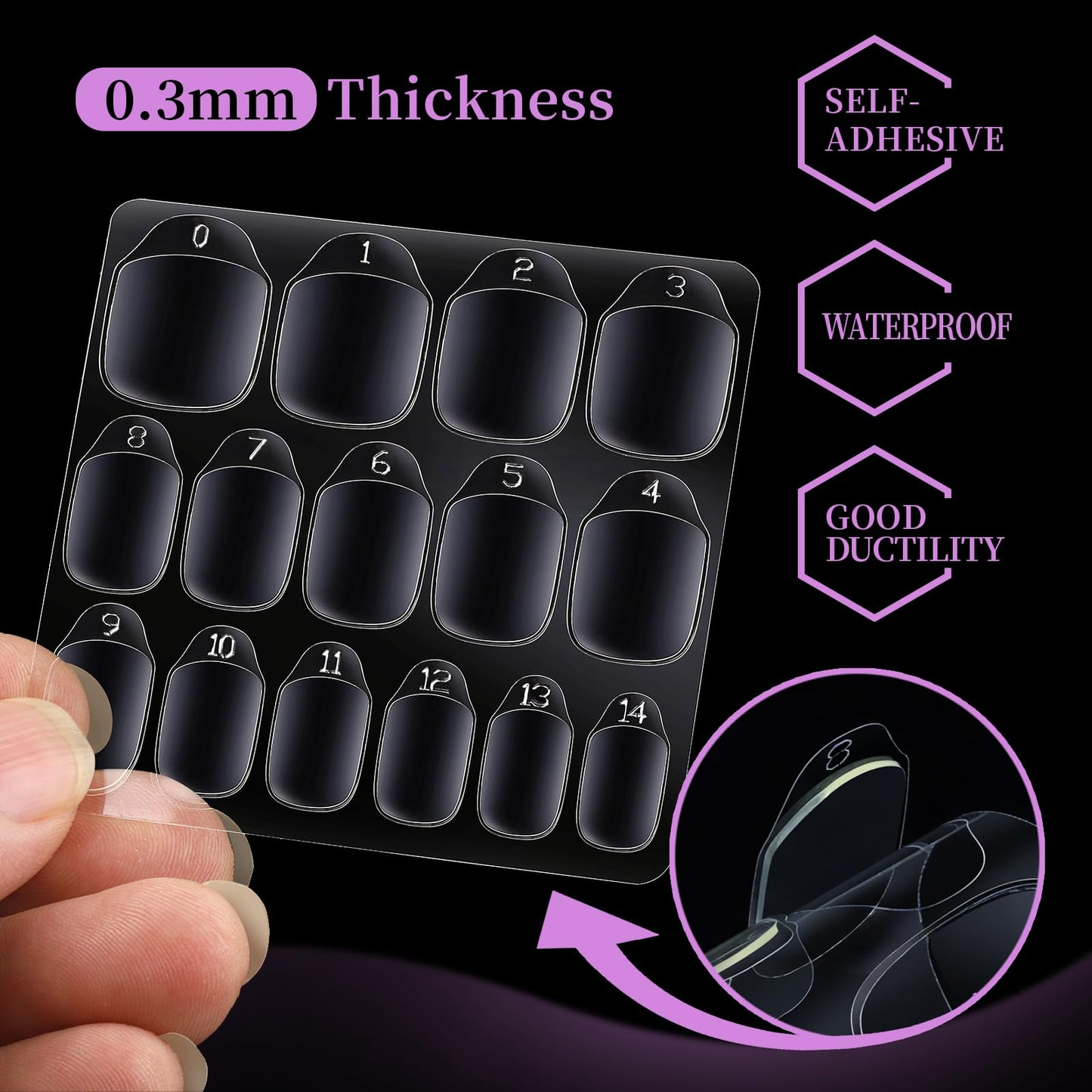 Teenitor 600pcs Press on Nail Adhesive Tabs, 15 Sizes of Nail Stickers for Press ons, Press on Nails Glue Stickers Press on Nail Sticky Tabs Beauty and Personal Care Teenitor