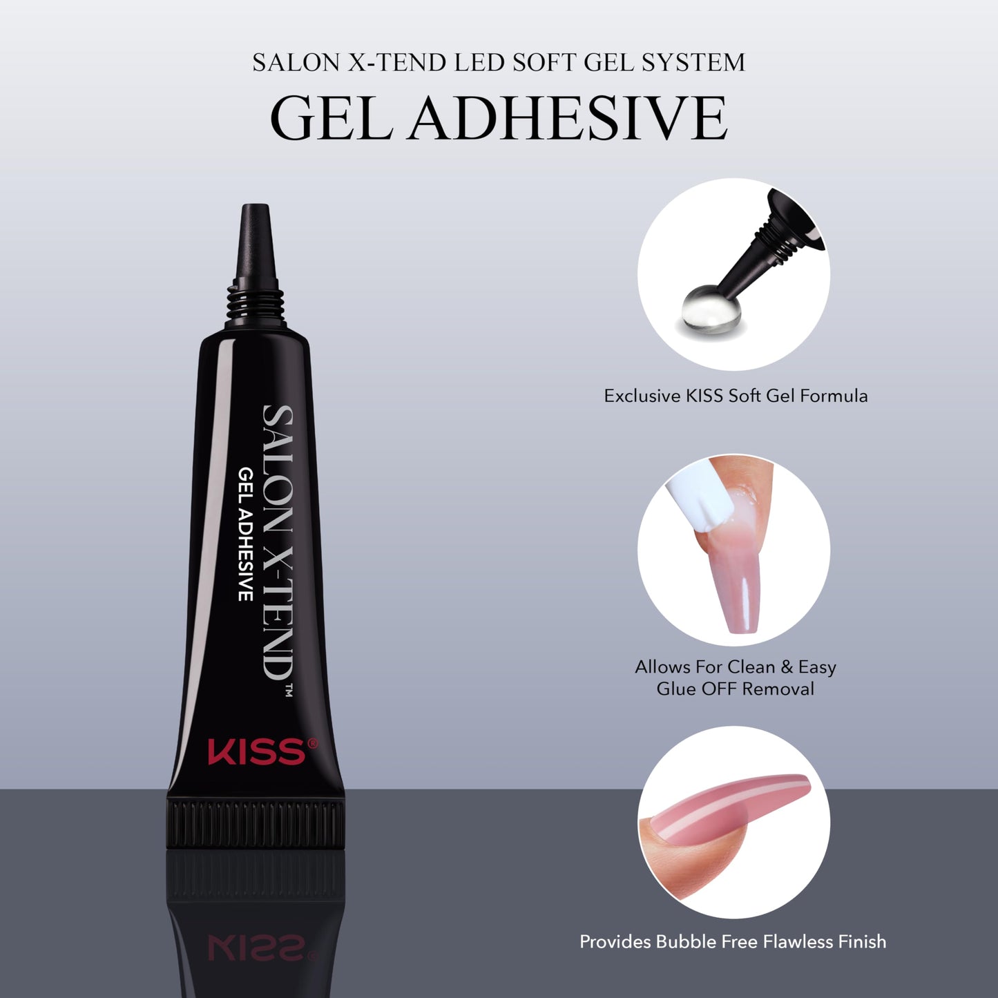 Kiss Salon X-tend, Press-On Nails, Nail glue included, Pure', Light White, Medium Size, Oval Shape, Includes 30 Nails, 5Ml Led Soft Gel Adhesive, 1 Beauty & Personal Care KISS