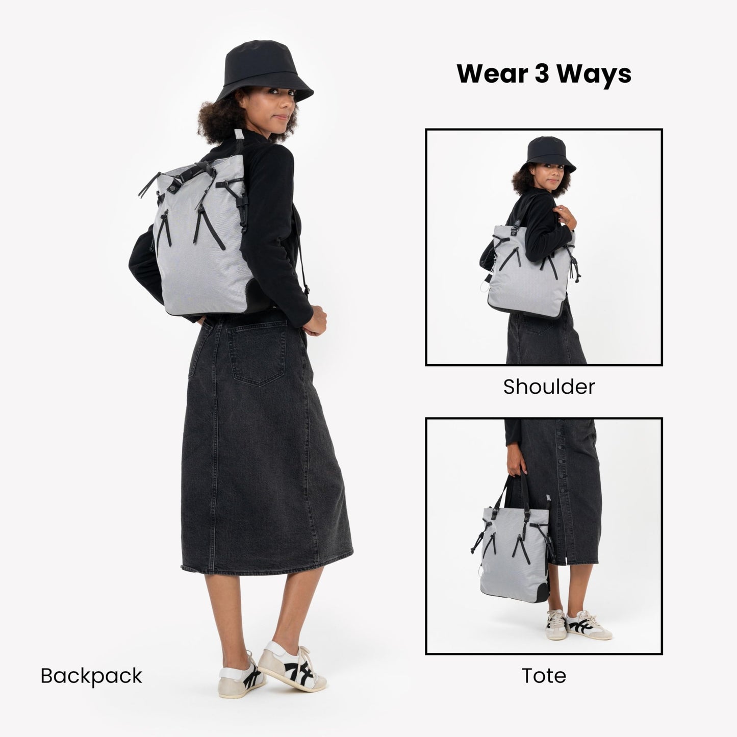 Sherpani Tempest, Anti Theft Convertible Backpack Tote, 14L Travel Backpack, Travel Gifts for Women, Handbags, RFID Protection, Metal Hardware, Fits 15” Laptop (No Sleeve) (Sterling)