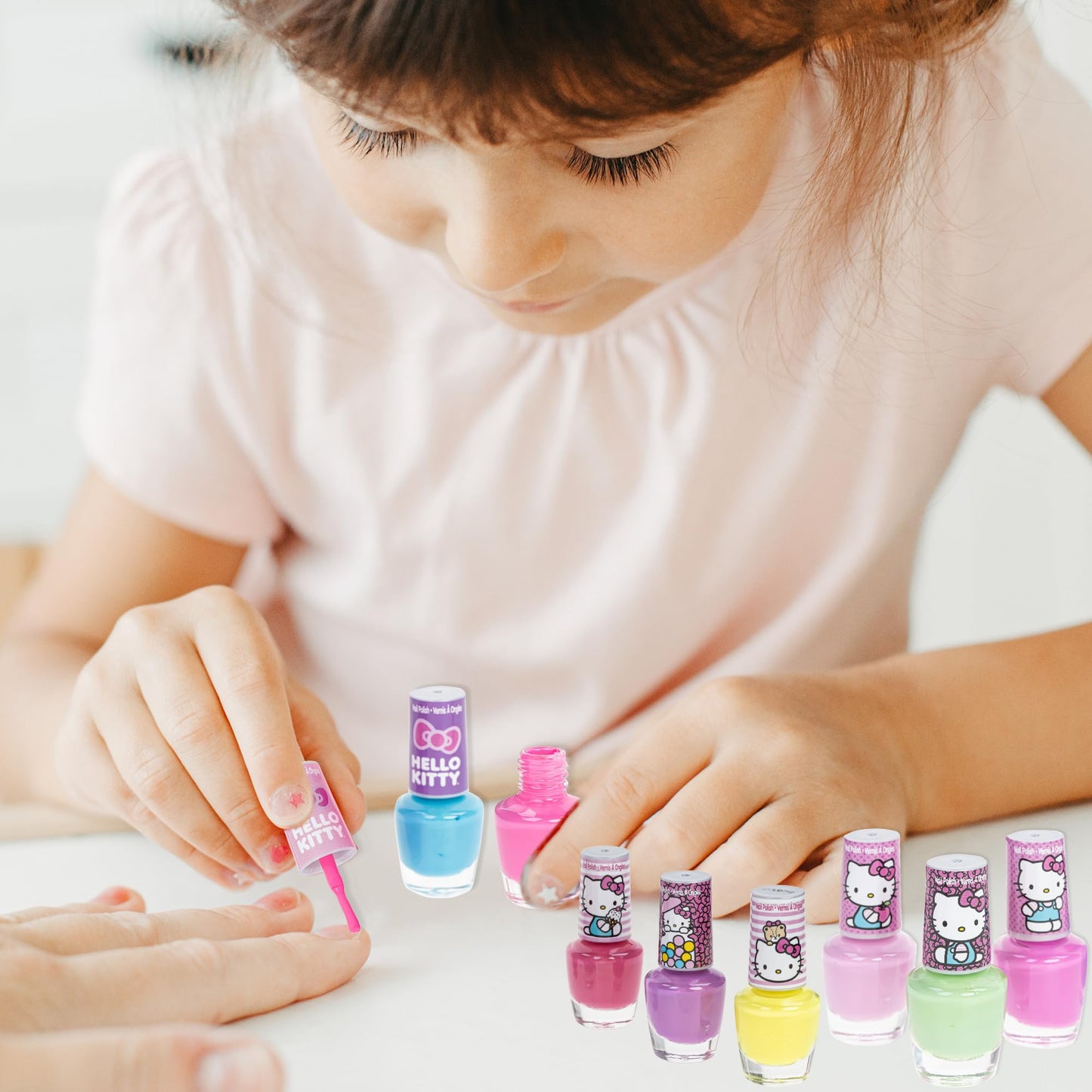 Townley Girl Hello Kitty 8 Pack Nail Polish,Water-Based, Non-Toxic, Peel-Off Set Girls Kids Ages 3+, Perfect for Parties, Sleepovers & Makeovers Beauty & Personal Care Townley Girl