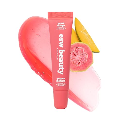 ESW Beauty Guava Mango Smoothie Lip Treatment - Light Pink Tint with Shea Butter, Peptides, Guava & Mango for Advanced Smoothing & Collagen Boost
