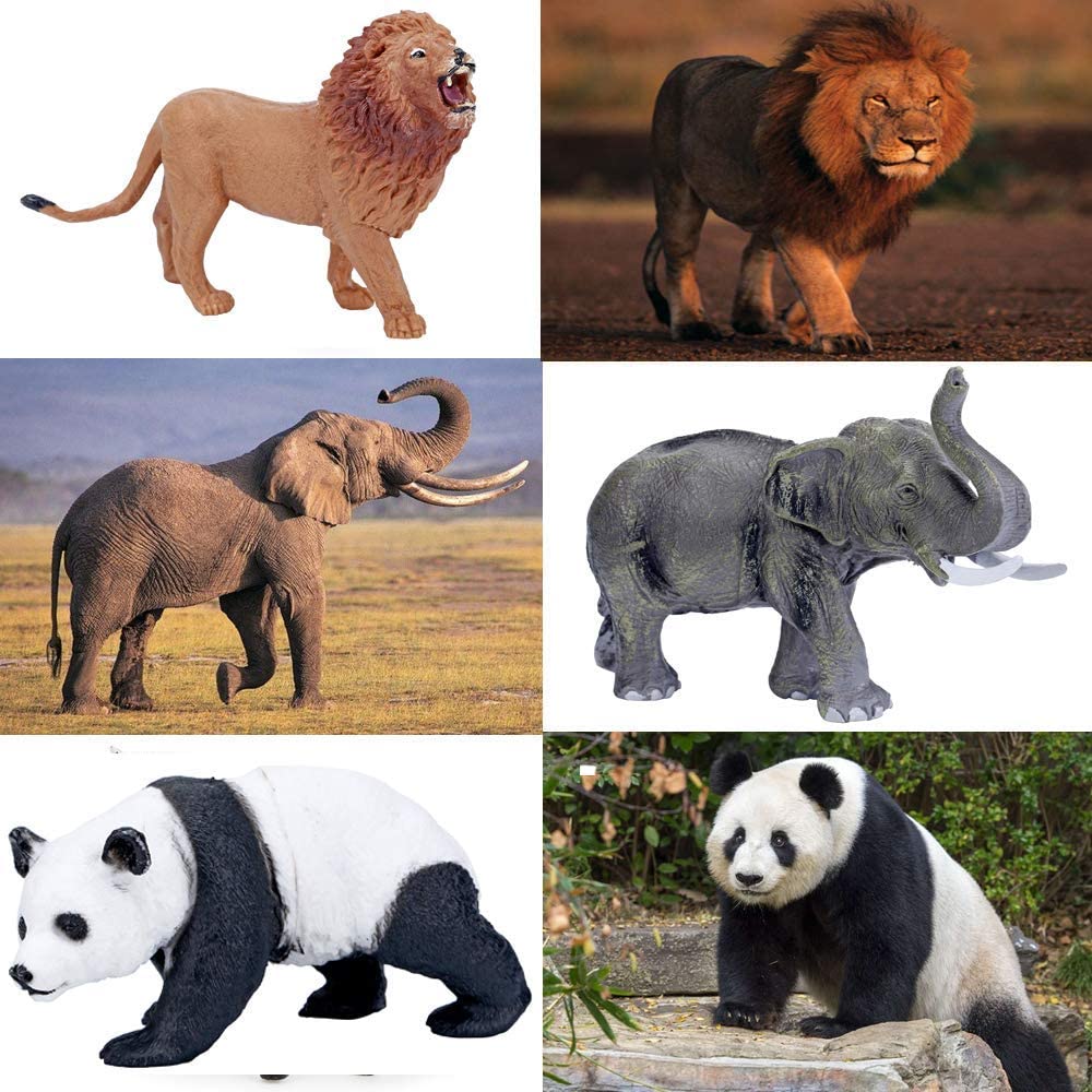 BOLZRA Safari Animal Figures – 14 Pc Jumbo Plastic Jungle & Zoo Figurines Playset, Realistic African Wildlife Toys for Kids & Toddlers