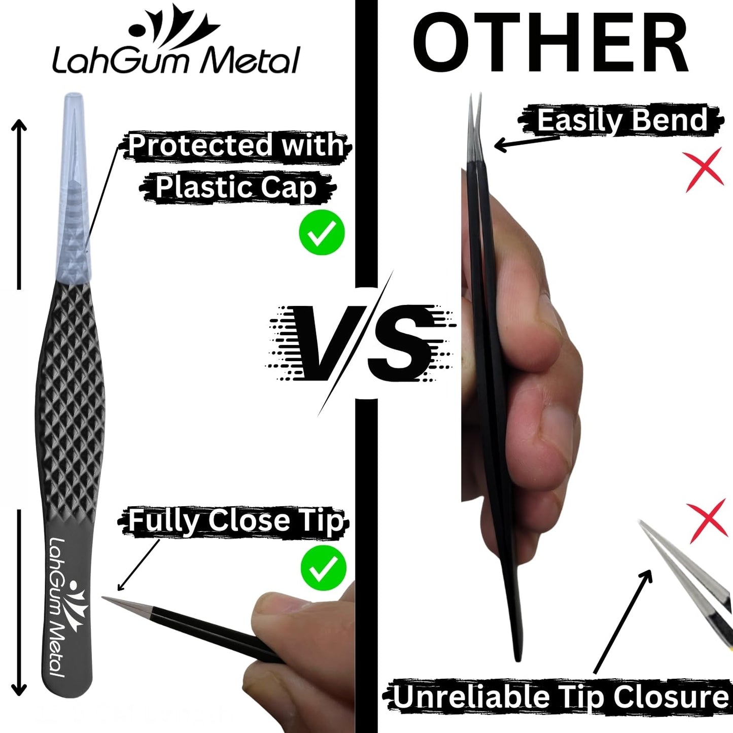 Super Sharp Pointed Tweezers Precision Splinter Removal, Ultra Plucking Fine Pointy Eyebrow Tweezers for Women & Men Facial Hair Chin Removal Beauty and Personal Care LahGum Metal