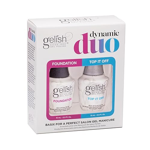 Gelish Dynamic Duo - Foundation Base & Top It Off Sealer Gel Set, Long-lasting, High-Shine Finish for Gel Manicures, Cures Fast in LED/UV Light, No
