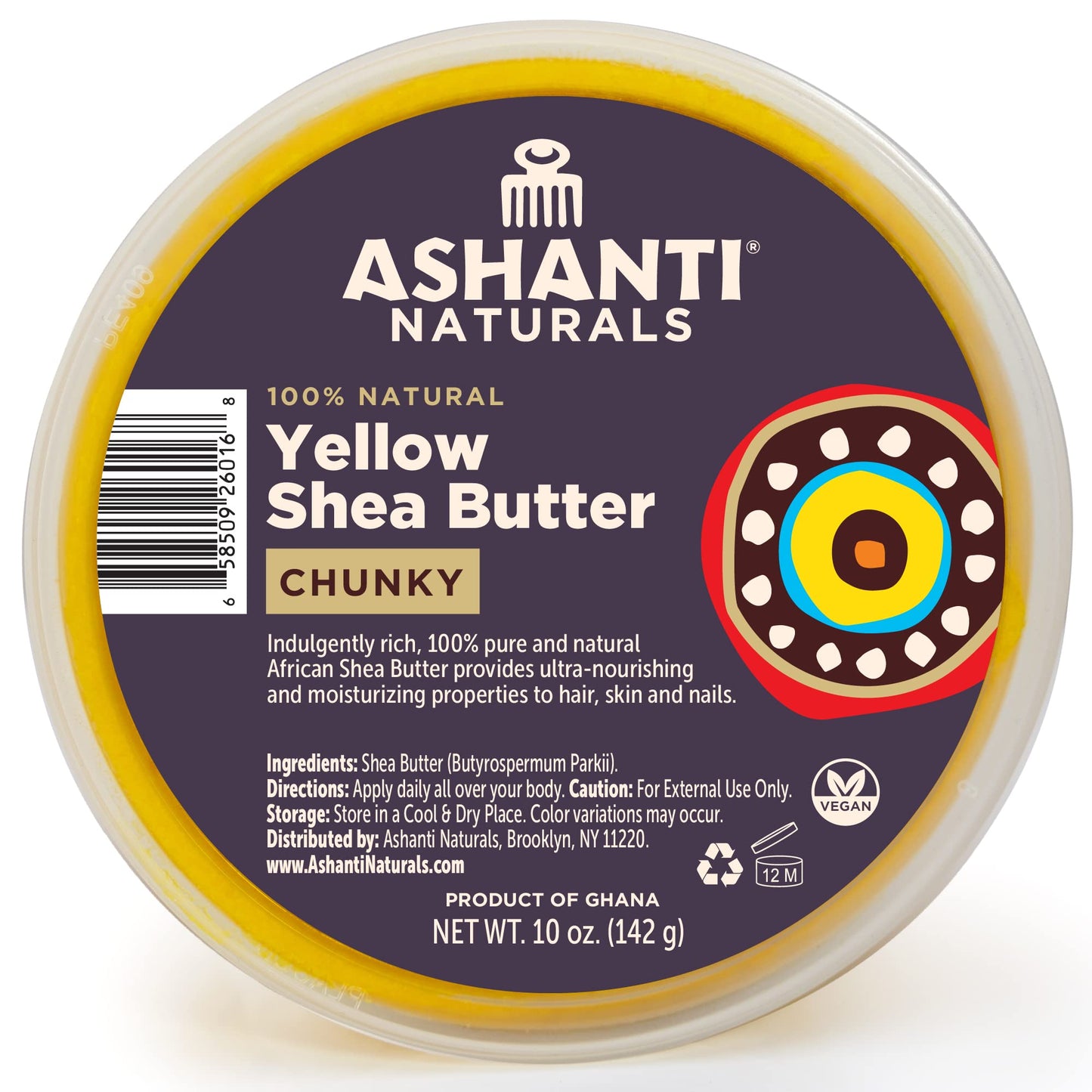 Ashanti Naturals Yellow Chunky Raw Shea Butter | Unrefined African Shea Butter from Ghana | 100% Natural Moisturizer, No Additives, Moisturizing