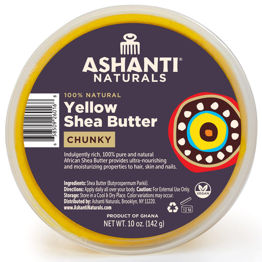 Ashanti Naturals Yellow Chunky Raw Shea Butter | Unrefined African Shea Butter from Ghana | 100% Natural Moisturizer, No Additives, Moisturizing